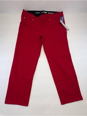 NWT Luxe Denim 360 Plus 3X Red Slim Straight Pants (Fits 5'4"-5'8")
